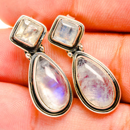Rainbow Moonstone Earrings handcrafted by Ana Silver Co - EARR420723
