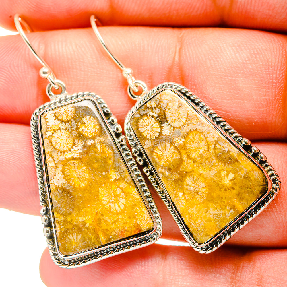 Fossil Coral Earrings handcrafted by Ana Silver Co - EARR420732