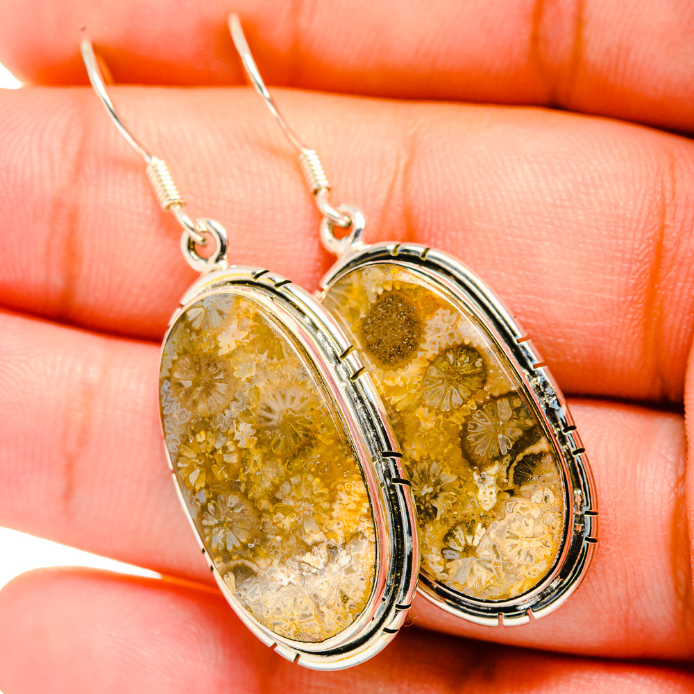 Fossil Coral Earrings handcrafted by Ana Silver Co - EARR420734