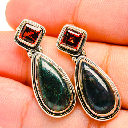Green Moss Agate Earrings handcrafted by Ana Silver Co - EARR420744