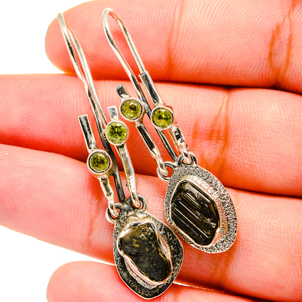 Czech Moldavite Earrings handcrafted by Ana Silver Co - EARR420746