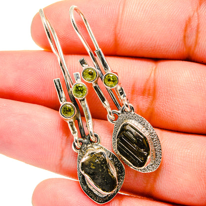 Czech Moldavite Earrings handcrafted by Ana Silver Co - EARR420746