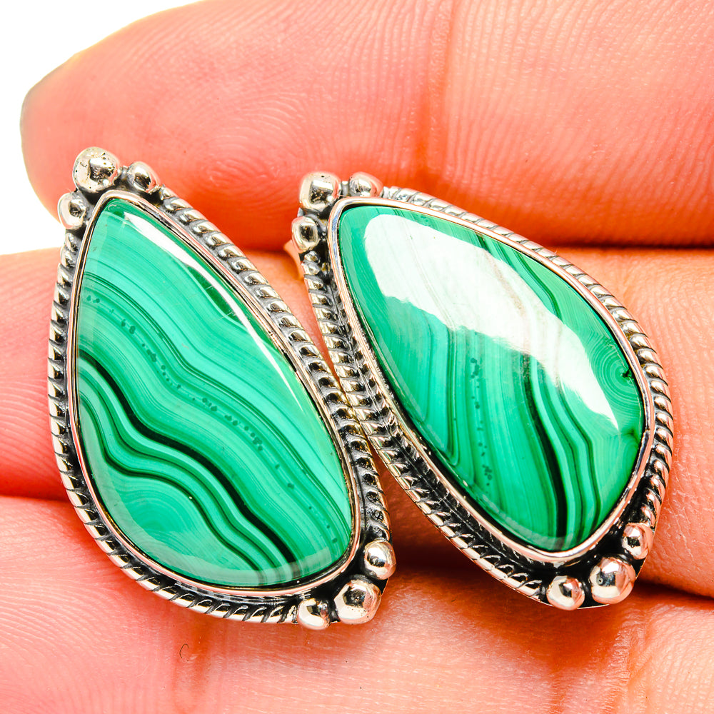 Malachite Earrings handcrafted by Ana Silver Co - EARR420751