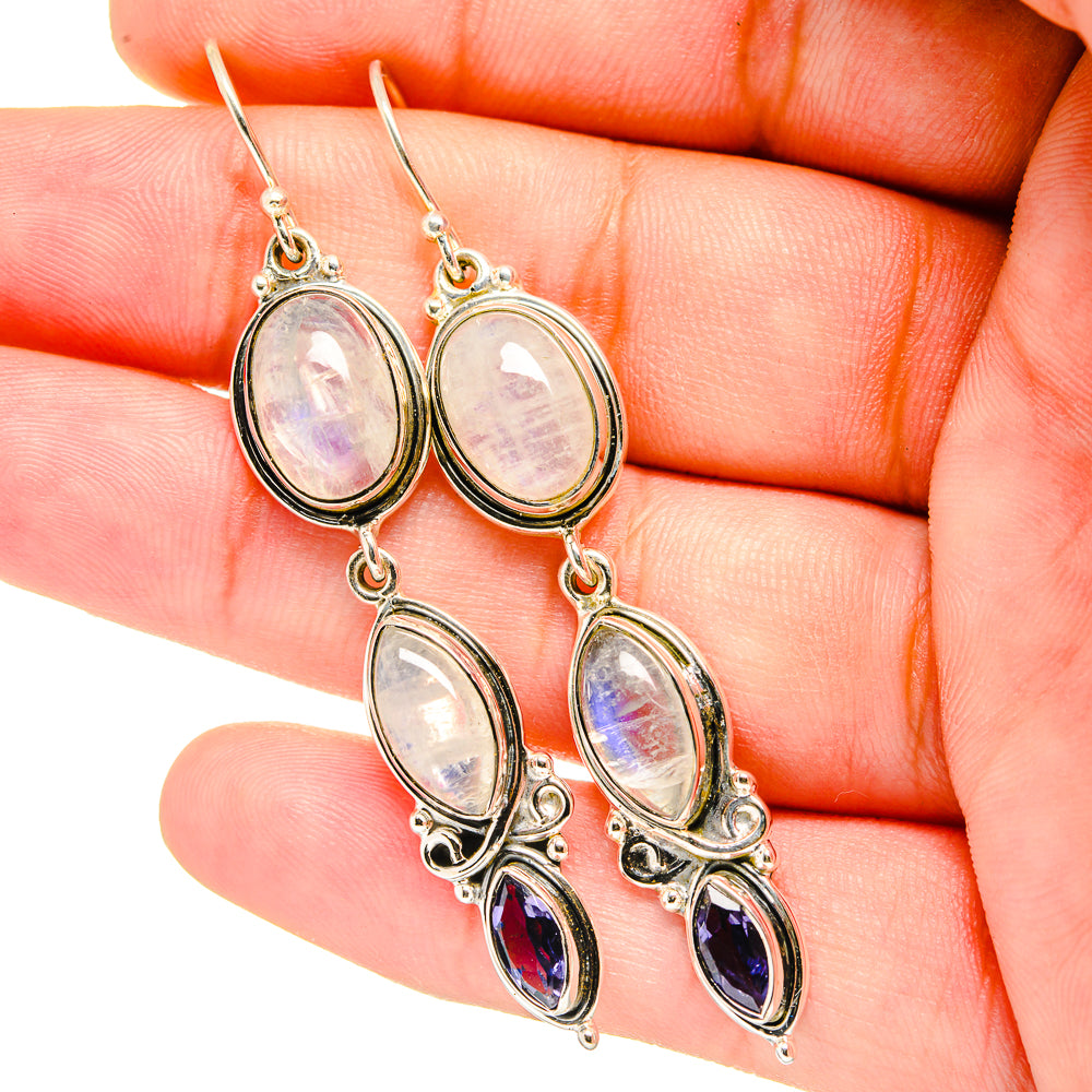 Rainbow Moonstone Earrings handcrafted by Ana Silver Co - EARR420752