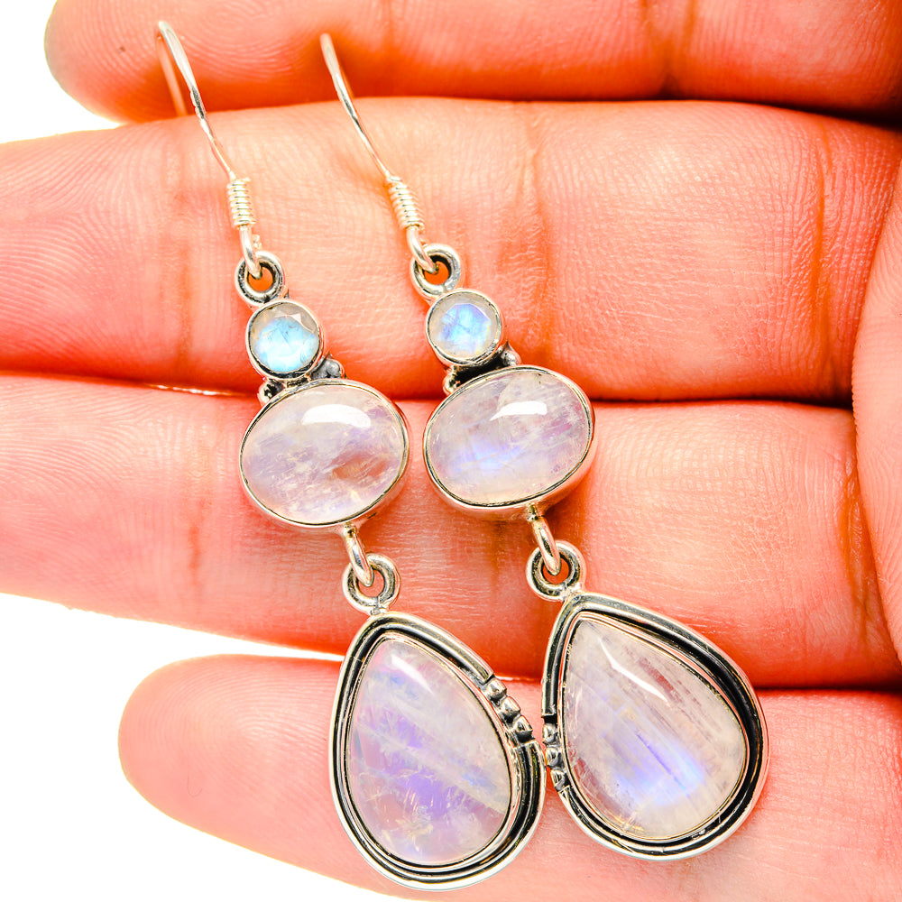 Rainbow Moonstone Earrings handcrafted by Ana Silver Co - EARR420770