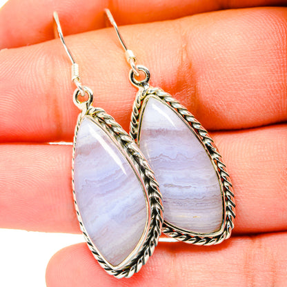 Blue Lace Agate Earrings handcrafted by Ana Silver Co - EARR420792