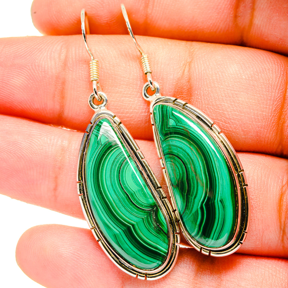 Malachite Earrings handcrafted by Ana Silver Co - EARR420793