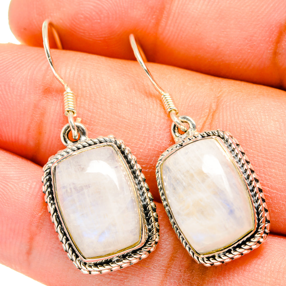 Rainbow Moonstone Earrings handcrafted by Ana Silver Co - EARR420798
