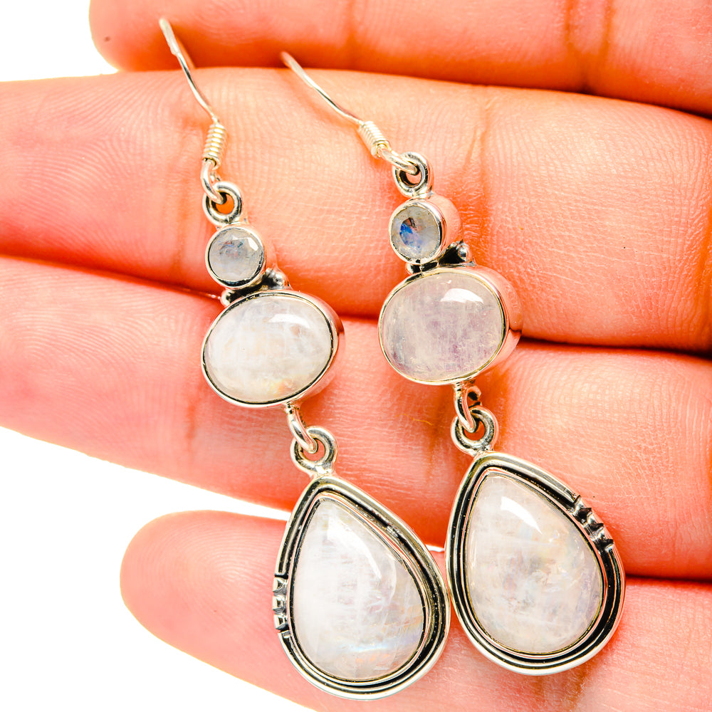 Rainbow Moonstone Earrings handcrafted by Ana Silver Co - EARR420800