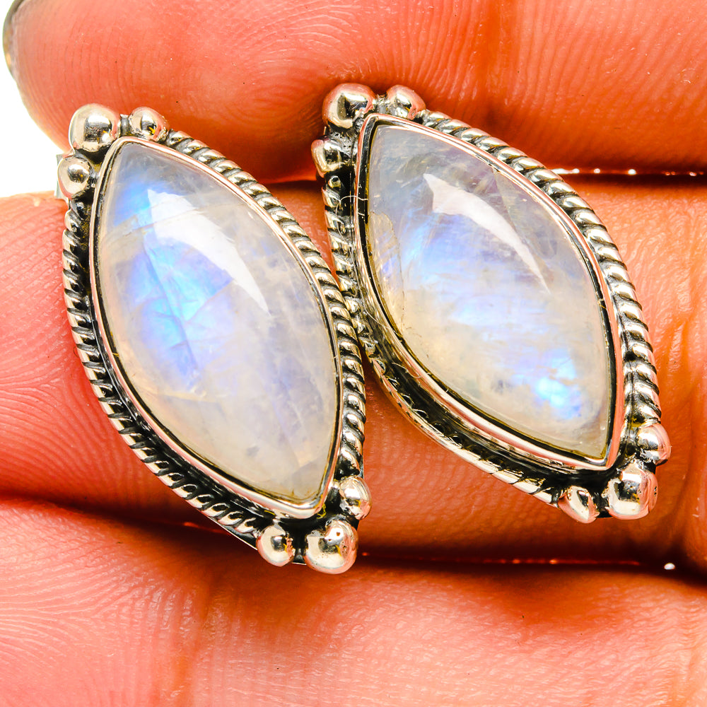 Rainbow Moonstone Earrings handcrafted by Ana Silver Co - EARR420818