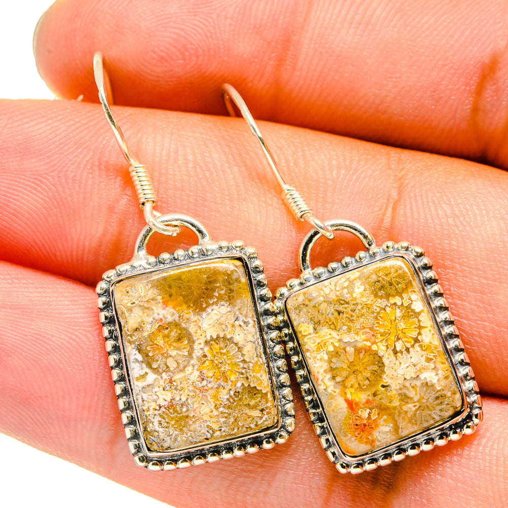Fossil Coral Earrings handcrafted by Ana Silver Co - EARR420821