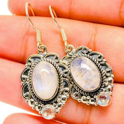 Rainbow Moonstone Earrings handcrafted by Ana Silver Co - EARR420848