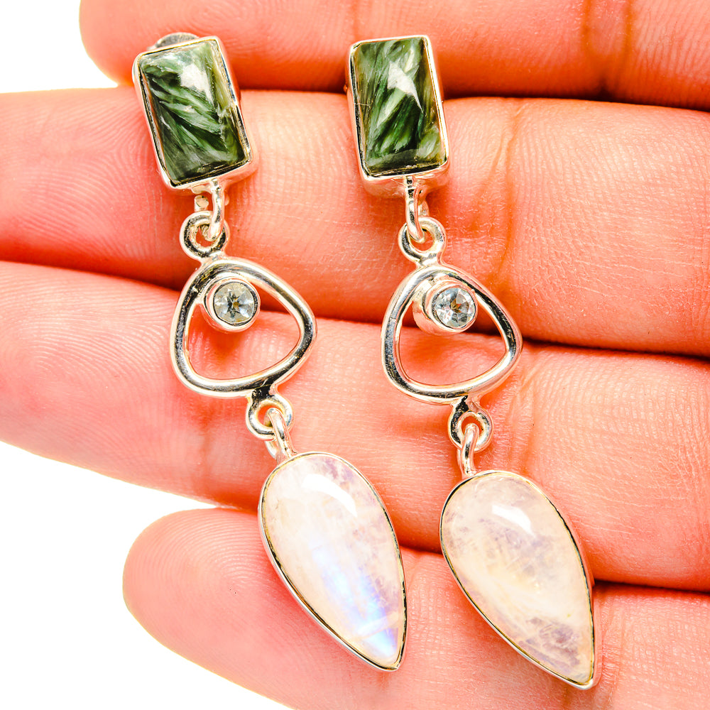 Rainbow Moonstone Earrings handcrafted by Ana Silver Co - EARR420864