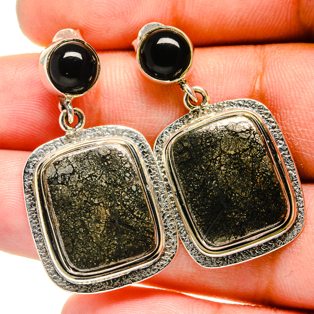 Pyrite Agate Earrings handcrafted by Ana Silver Co - EARR420875