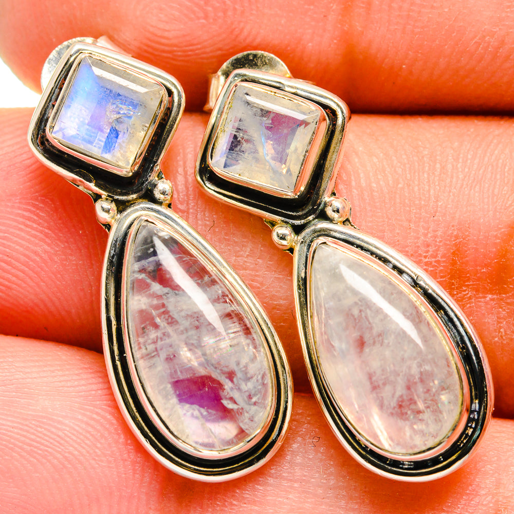 Rainbow Moonstone Earrings handcrafted by Ana Silver Co - EARR420890