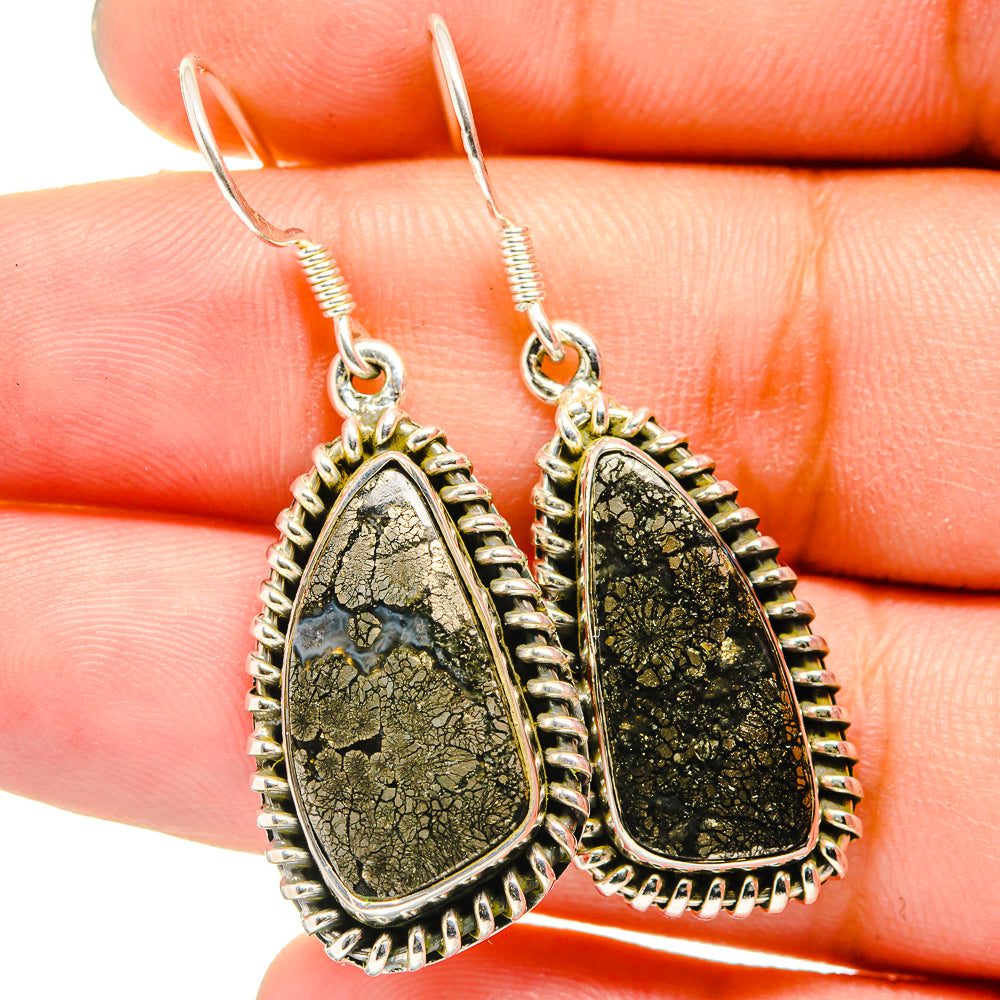 Pyrite Agate Earrings handcrafted by Ana Silver Co - EARR420892