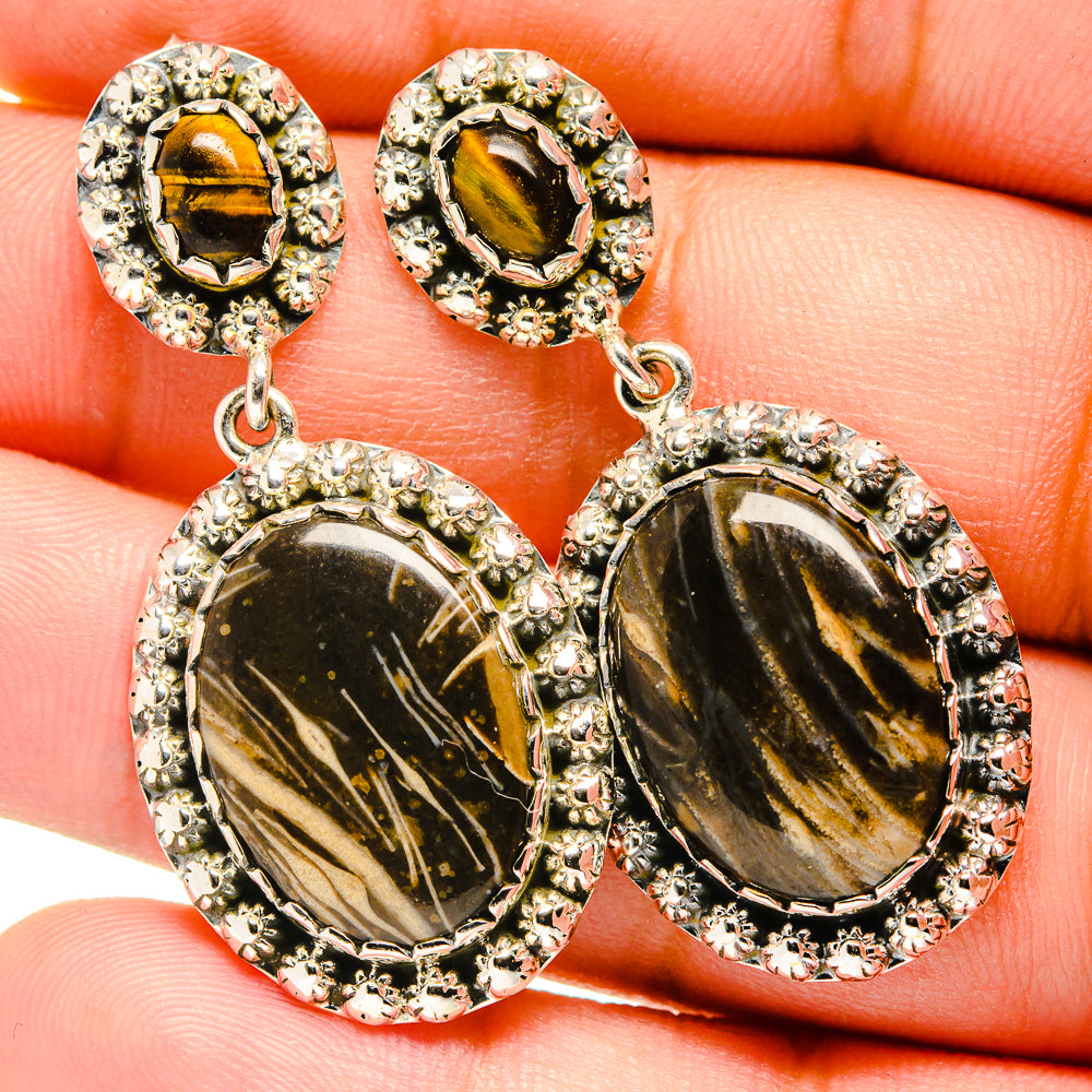 Peanut Wood Jasper Earrings handcrafted by Ana Silver Co - EARR420895