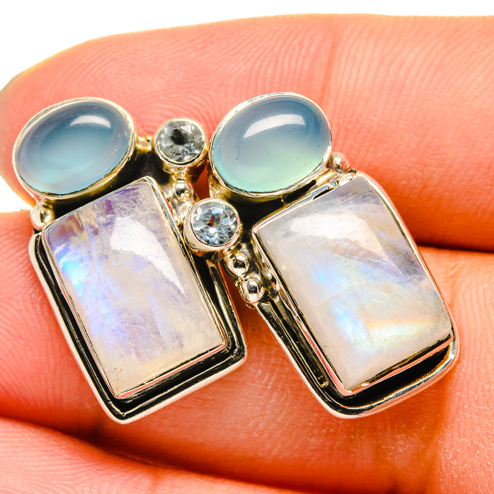 Rainbow Moonstone Earrings handcrafted by Ana Silver Co - EARR420902