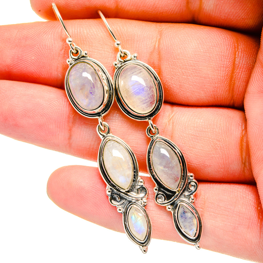 Rainbow Moonstone Earrings handcrafted by Ana Silver Co - EARR420910