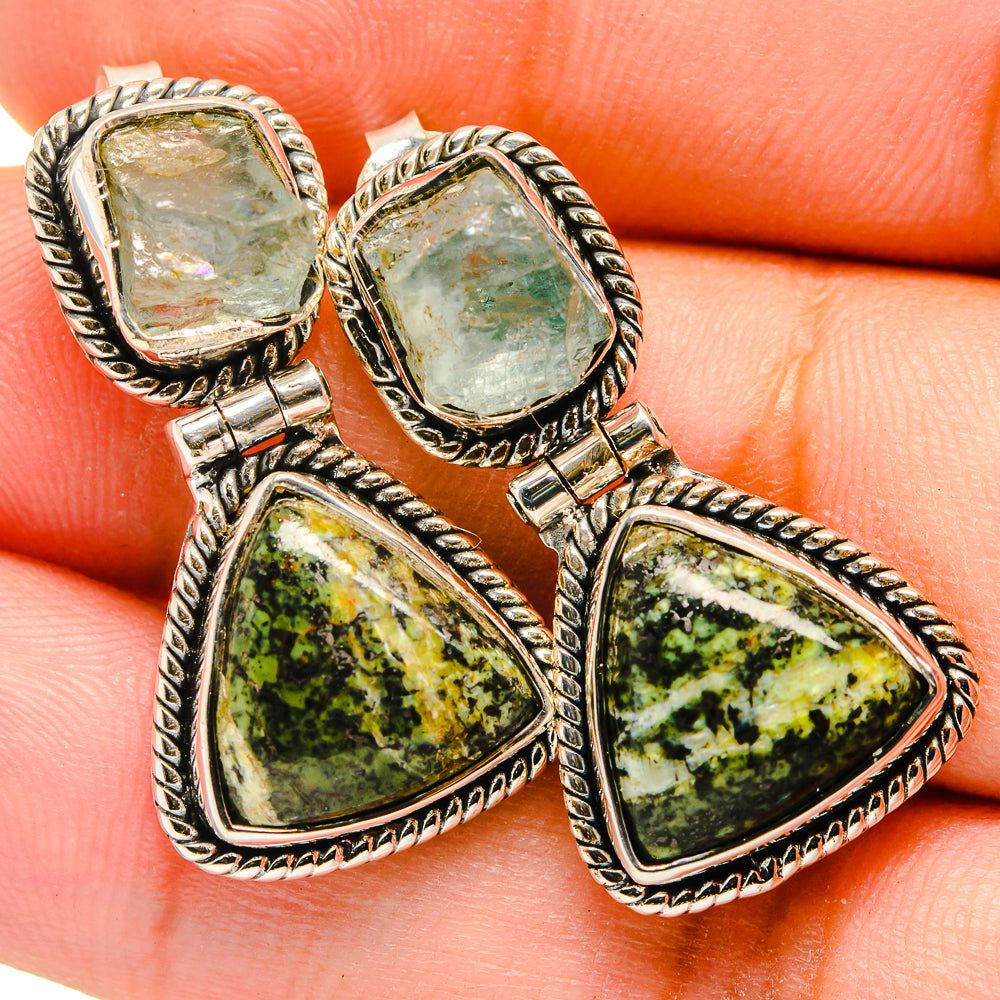 Green Vein Jasper Earrings handcrafted by Ana Silver Co - EARR420913