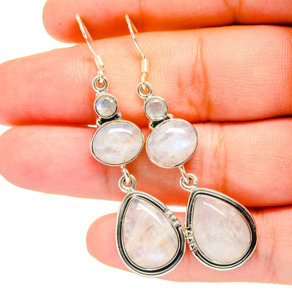 Rainbow Moonstone Earrings handcrafted by Ana Silver Co - EARR420914