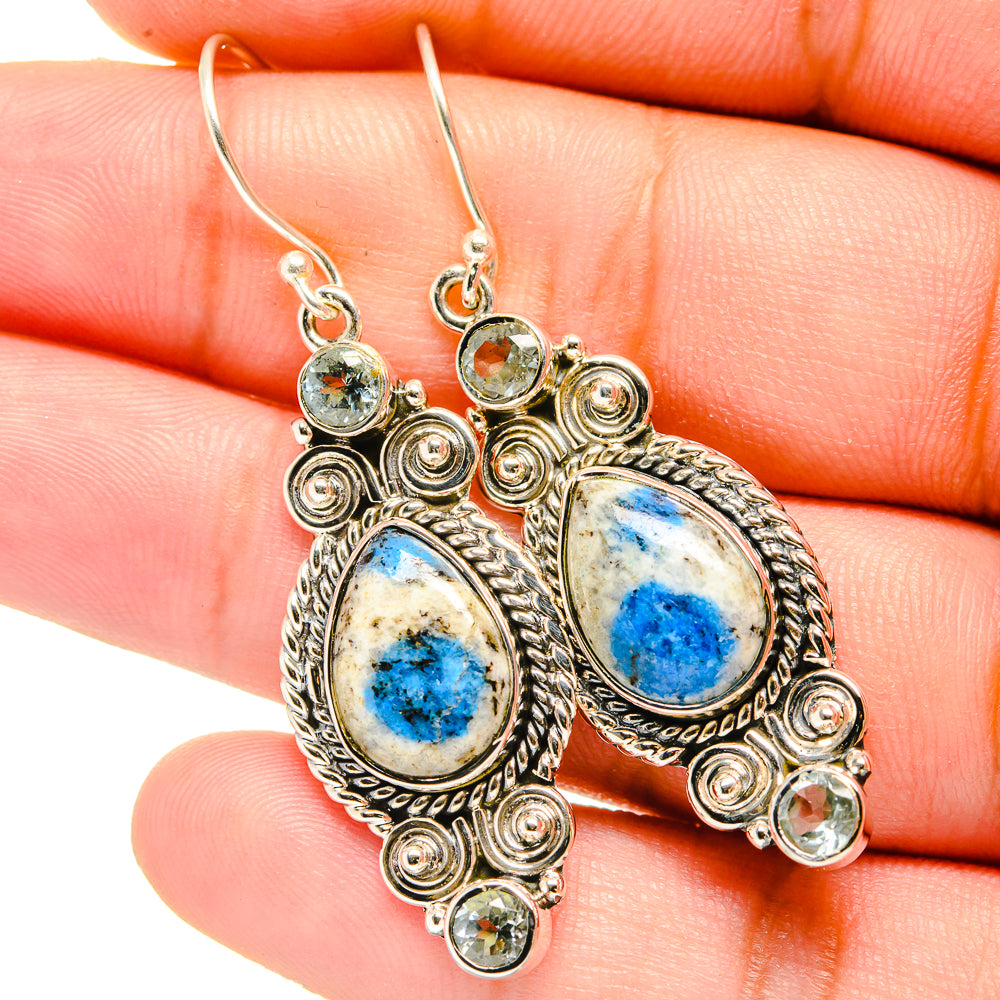 K2 Blue Azurite Earrings handcrafted by Ana Silver Co - EARR420928