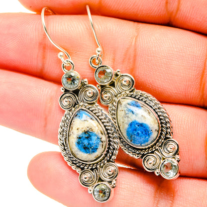 K2 Blue Azurite Earrings handcrafted by Ana Silver Co - EARR420928