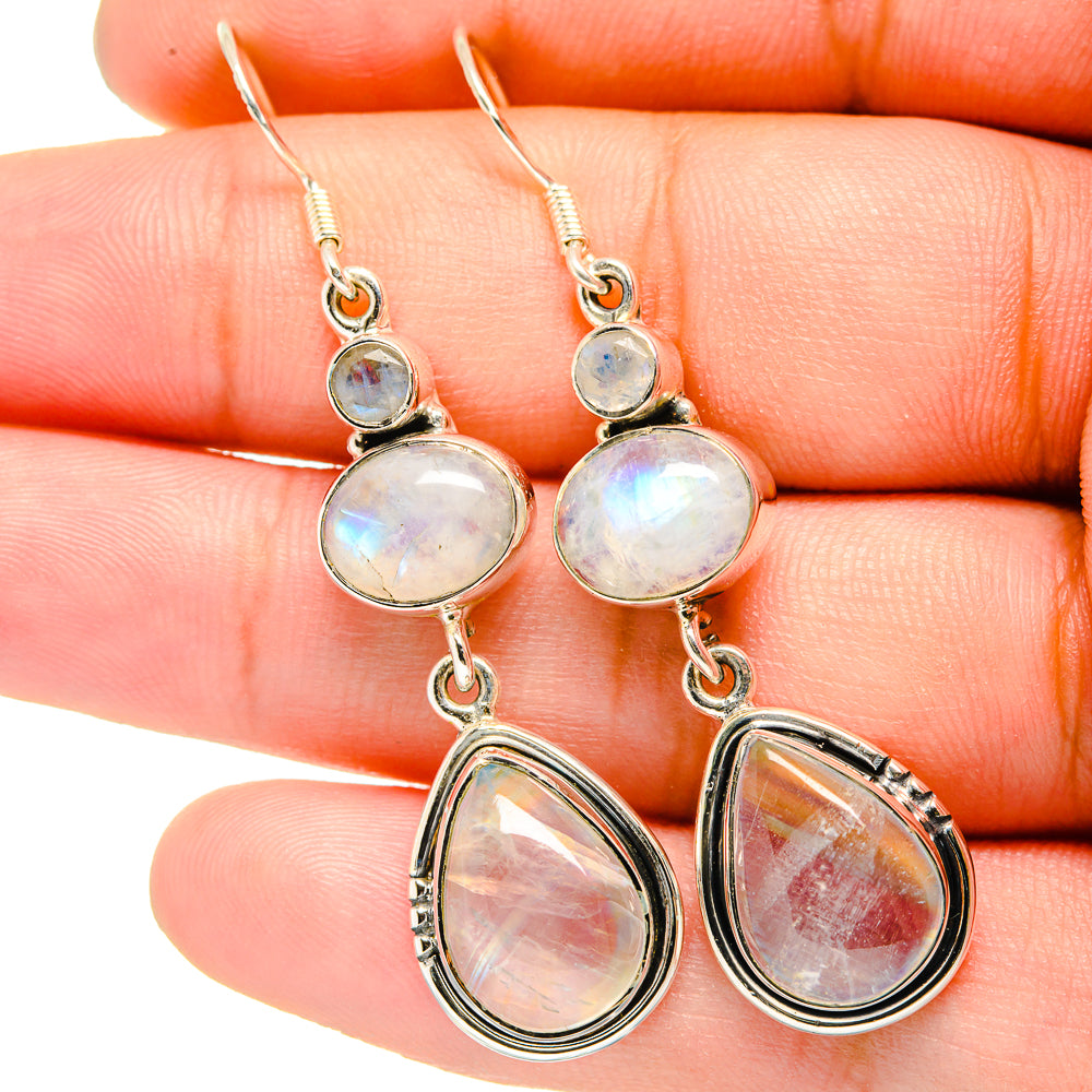 Rainbow Moonstone Earrings handcrafted by Ana Silver Co - EARR420941