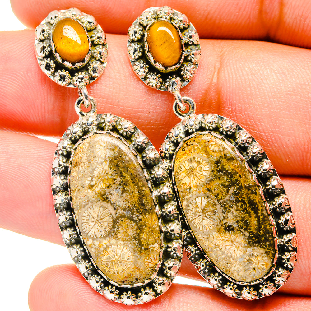 Fossil Coral Earrings handcrafted by Ana Silver Co - EARR420944