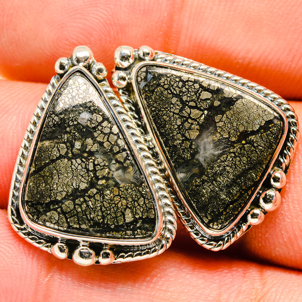 Pyrite Agate Earrings handcrafted by Ana Silver Co - EARR420952