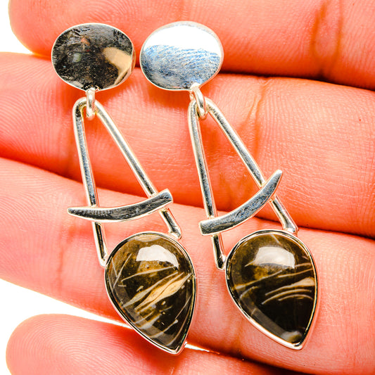 Golden Seraphinite Earrings handcrafted by Ana Silver Co - EARR420953