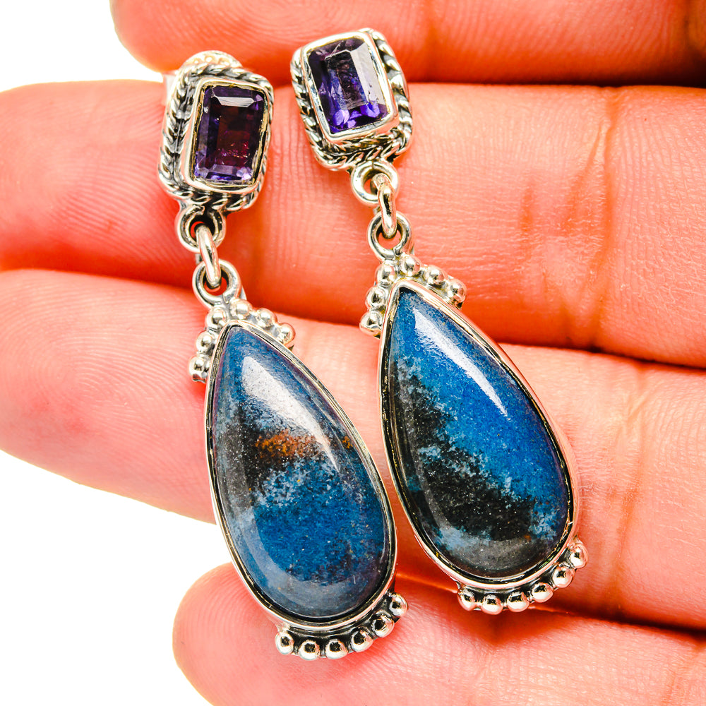 Chrysocolla, Tanzanite Earrings handcrafted by Ana Silver Co - EARR420955