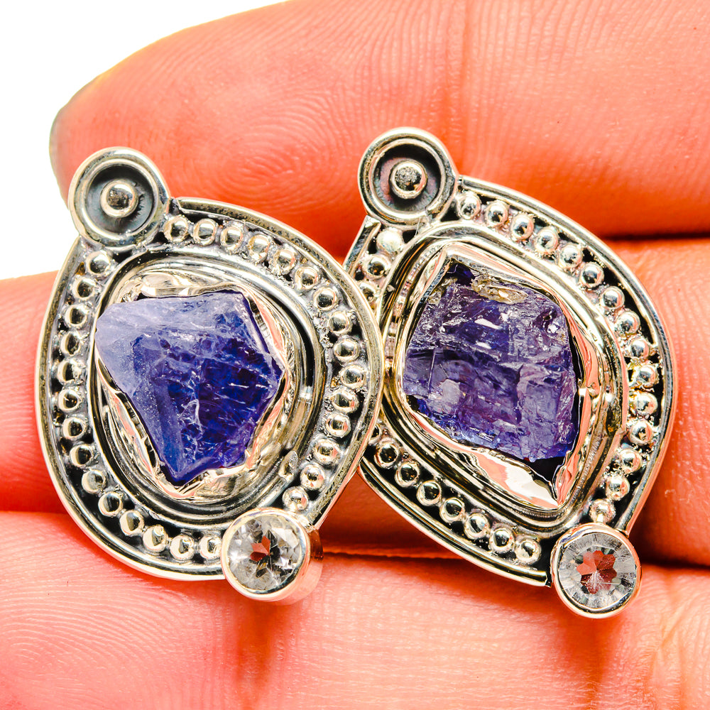 Tanzanite, White Quartz Earrings handcrafted by Ana Silver Co - EARR420956