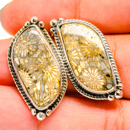 Fossil Coral Earrings handcrafted by Ana Silver Co - EARR420968