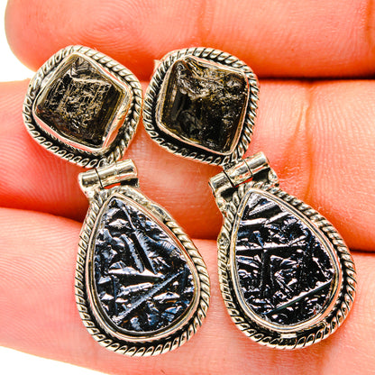 Shungite, Black Tourmaline Earrings handcrafted by Ana Silver Co - EARR420971