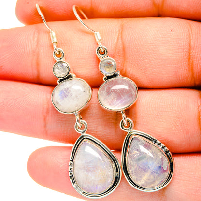 Rainbow Moonstone Earrings handcrafted by Ana Silver Co - EARR420979