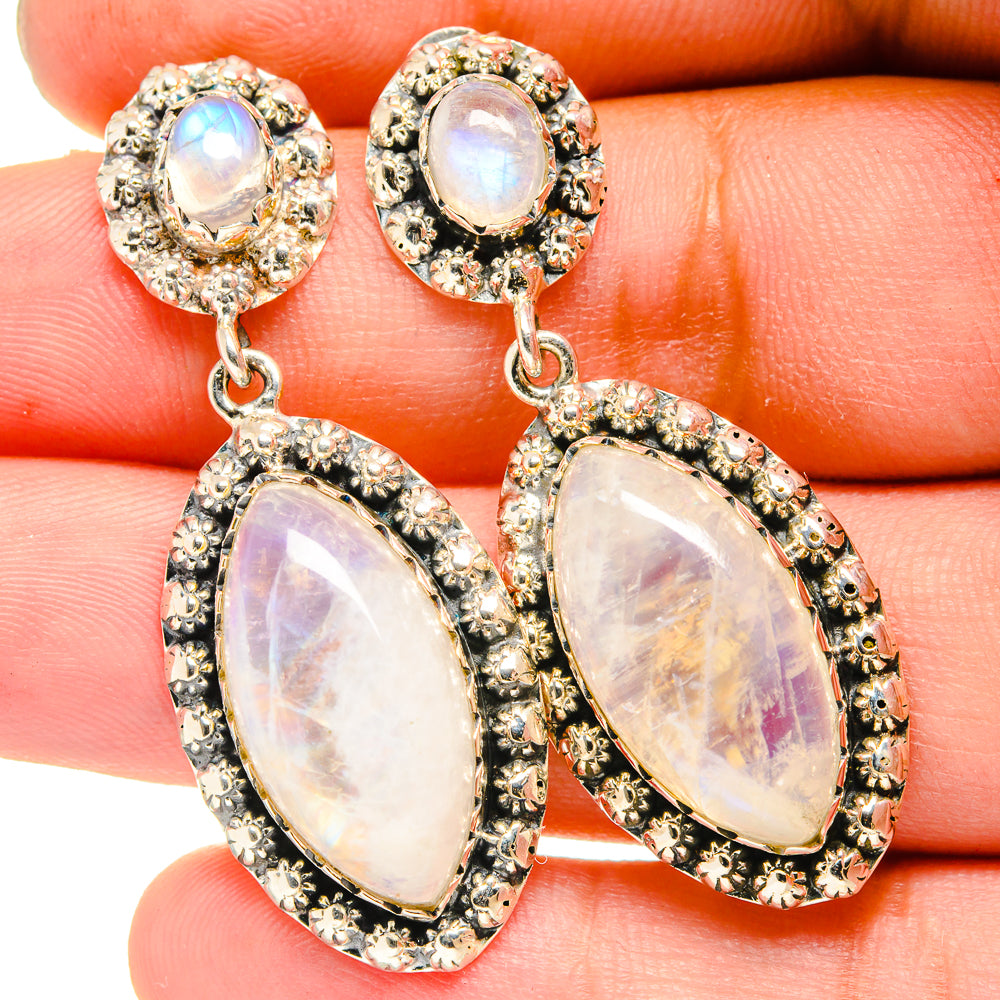 Rainbow Moonstone Earrings handcrafted by Ana Silver Co - EARR420987