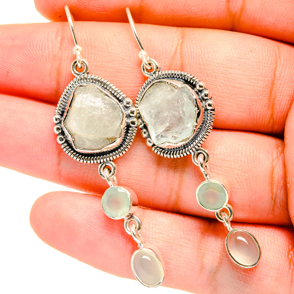 Aquamarine, Rainbow Moonstone Earrings handcrafted by Ana Silver Co - EARR420988