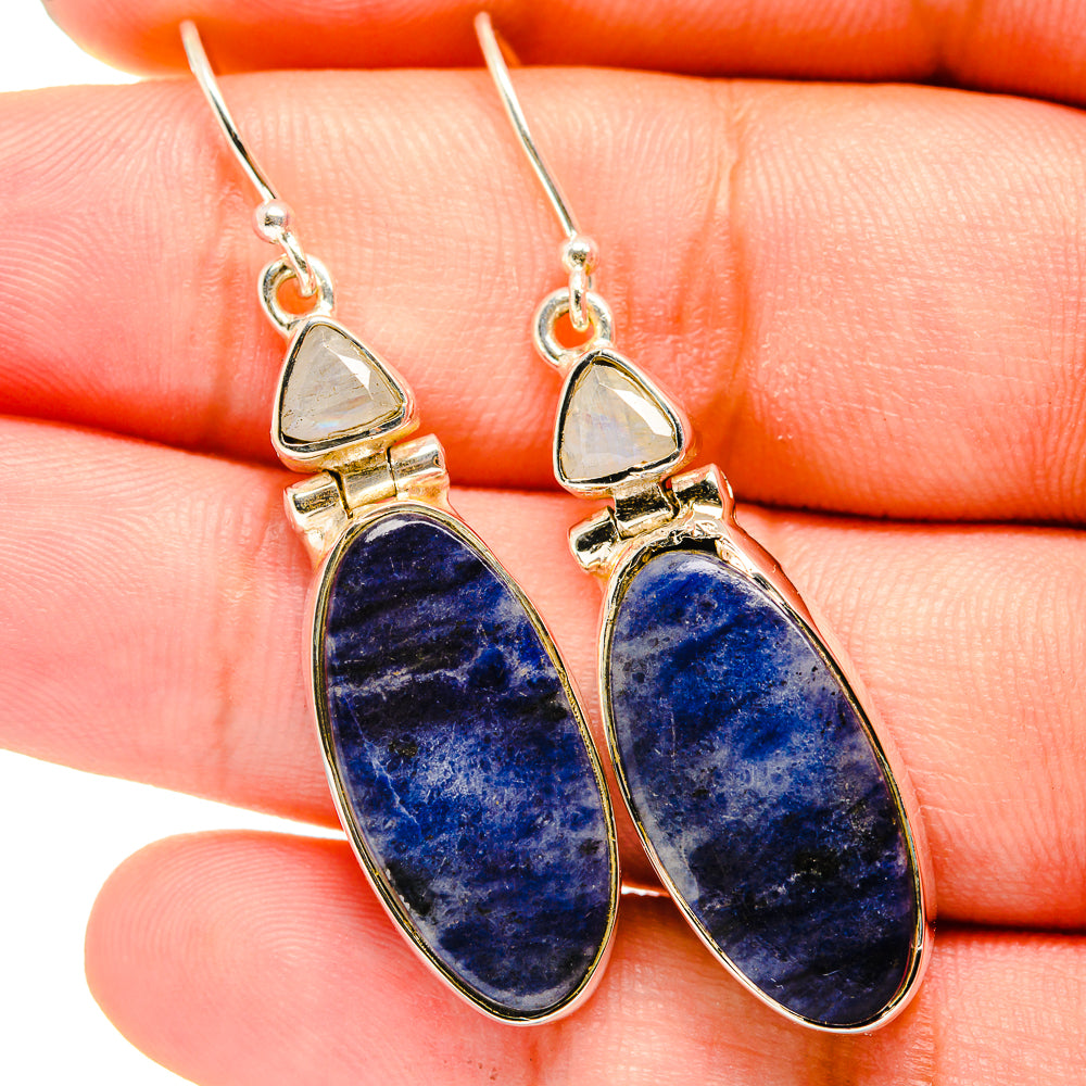 Sodalite, Rainbow Moonstone Earrings handcrafted by Ana Silver Co - EARR420993