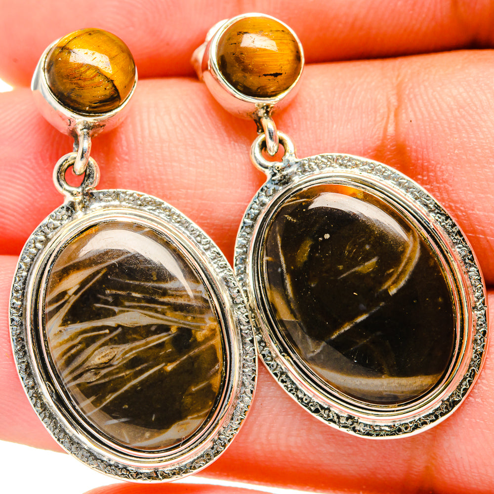 Peanut Wood Jasper, Tiger Eye Earrings handcrafted by Ana Silver Co - EARR420999