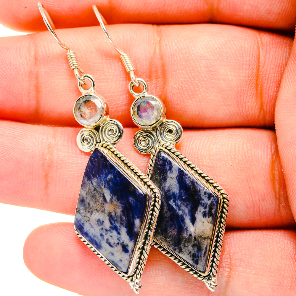 Sodalite, Rainbow Moonstone Earrings handcrafted by Ana Silver Co - EARR421000