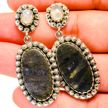 Pyrite Agate, Rianbow Moonstone Earrings handcrafted by Ana Silver Co - EARR421016