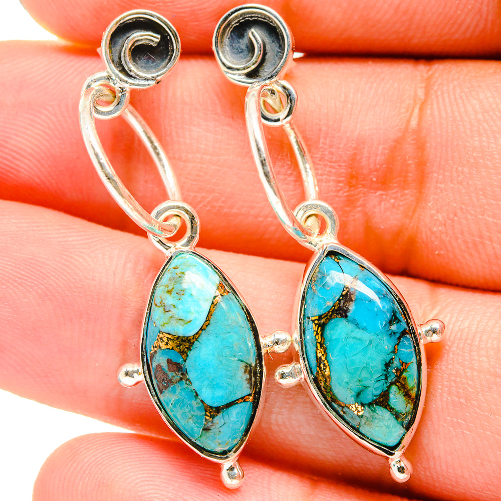 Blue Copper Composite Turquoise Earrings handcrafted by Ana Silver Co - EARR421022