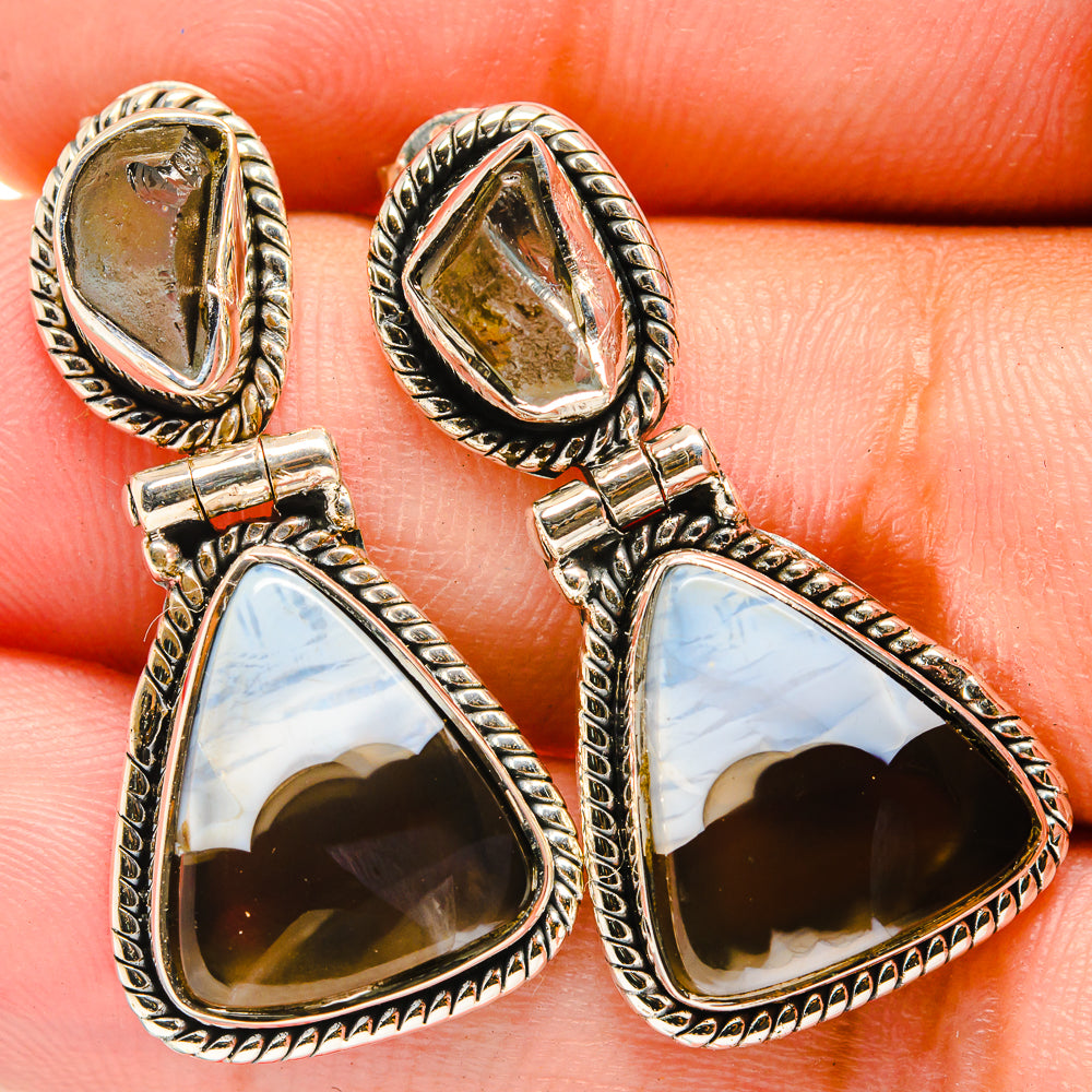 Owyhee Opal, Herkimer Diamond Earrings handcrafted by Ana Silver Co - EARR421024