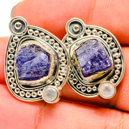 Tanzanite, Rainbow Moonstone Earrings handcrafted by Ana Silver Co - EARR421026