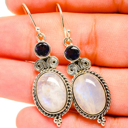 Rainbow Moonstone, Tanzanite Earrings handcrafted by Ana Silver Co - EARR421030