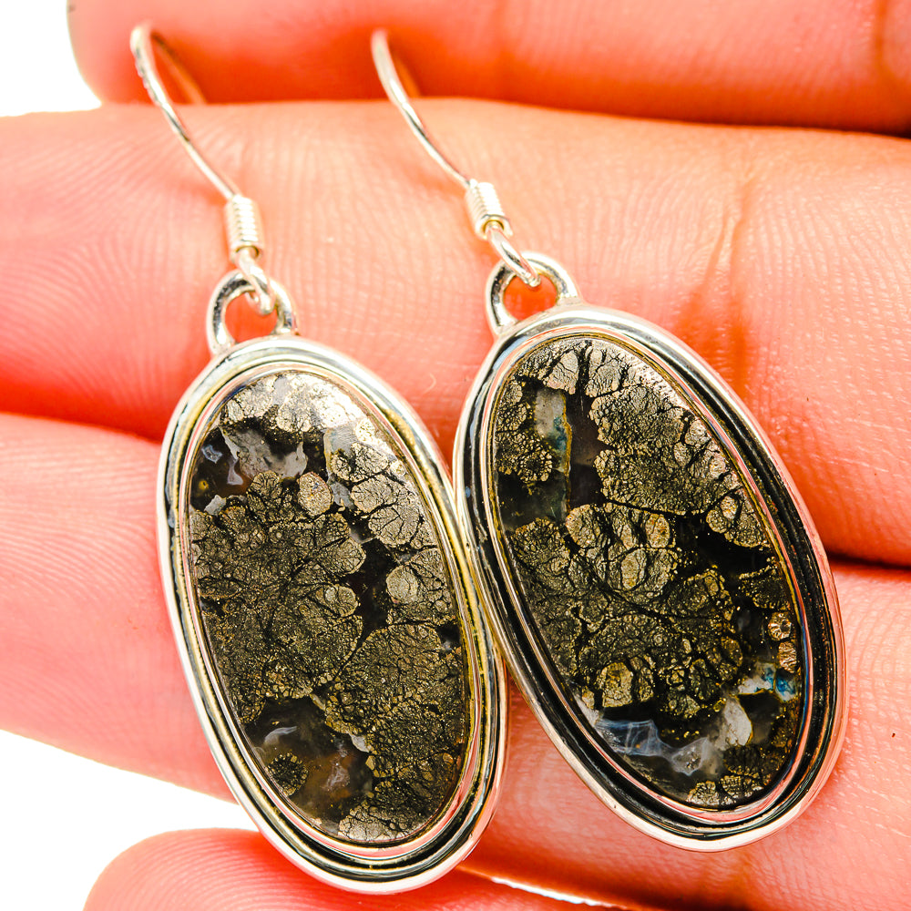 Pyrite Agate Earrings handcrafted by Ana Silver Co - EARR421039