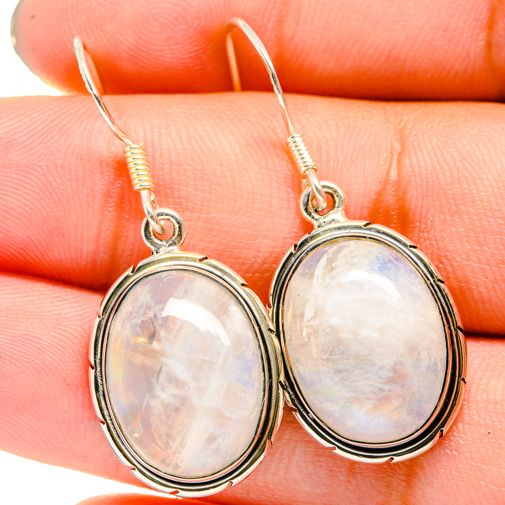Rainbow Moonstone Earrings handcrafted by Ana Silver Co - EARR421045
