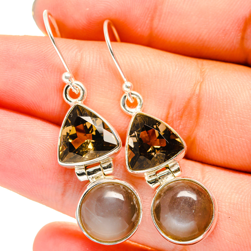 Moonstone, Smoky Quartz Earrings handcrafted by Ana Silver Co - EARR421060