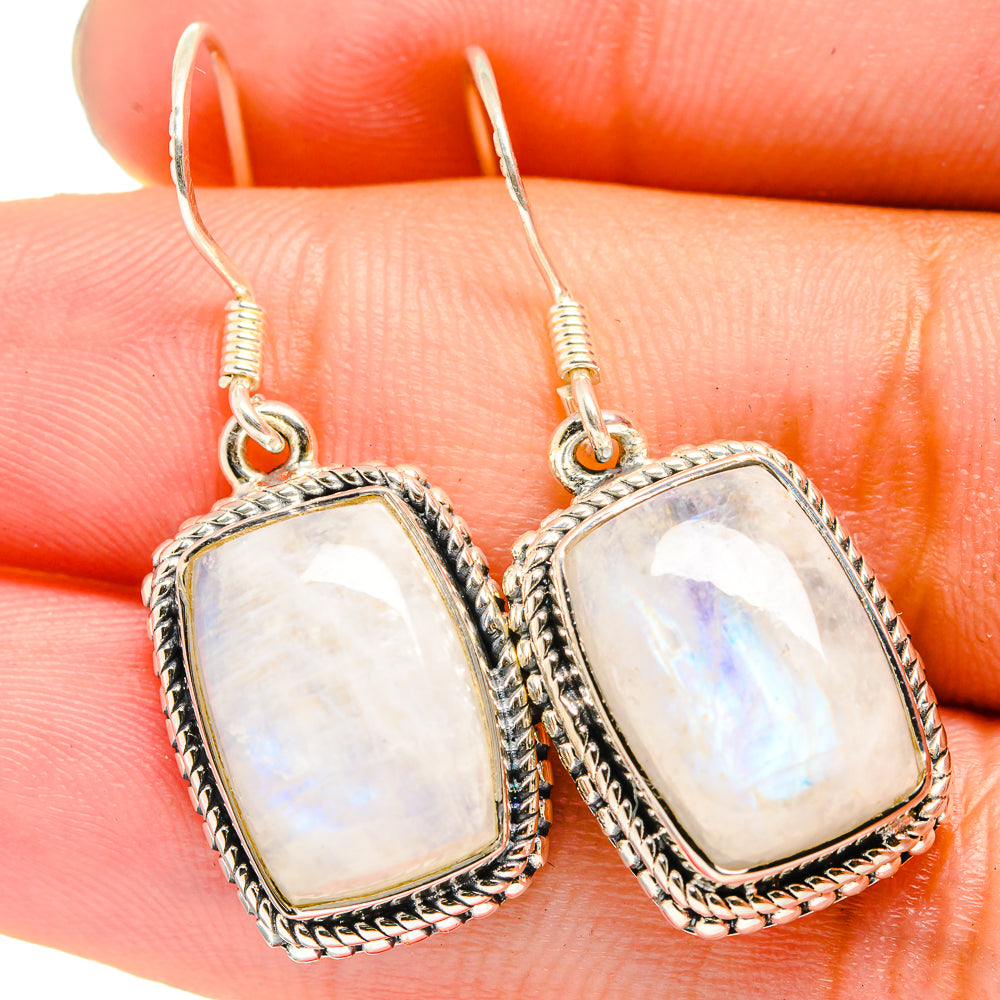 Rainbow Moonstone Earrings handcrafted by Ana Silver Co - EARR421061